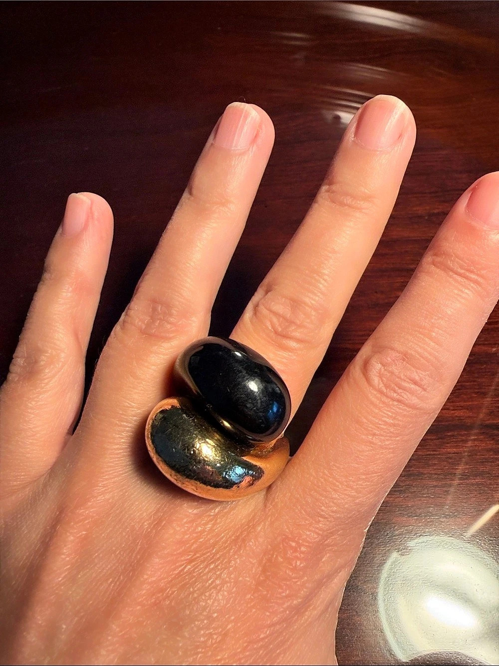 Kenneth Jay Lane Black Stone Gold-Tone Statement Ring